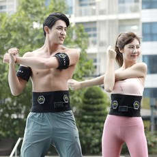 리얼EMS 저주파 복근 운동 홈트레이닝 기구 + 팔뚝 허벅지 종아리 저주파 마사지 안마기, 4. XL사이즈 (39~43인치) + 팔다리 마사지기, 블랙