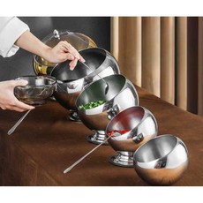 뷔페 호텔 스텐 업소용 조식 챠핑디쉬 스테인리스 식당 볼 BN, 1개, 15. 골드 18cm 중형 양념스푼