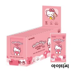 헬로키티 러블리 휴대용 물티슈(10매)X15팩+전용 박스케이스, 없음