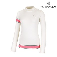 김영주 여성 폴린 반목 니트 티셔츠 / 여자 골프 반폴라 배색 단추포인트 가을 겨울 부드러운 스웨터
