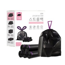 스트롤백 끈 달린 검정 비닐 봉투 배달 묶기 편한 끈있는, 120개, 10L 120개, 10L