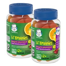 거버 릴 브레이니즈 아기 종합 비타민 & 오메가3 6 9 60정 X 2팩 Gerber Lil Brainies Kids Multivitamin, 1
