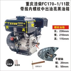 4행정 엔진 드리프트 클러치 고카트 168CC 170F DIY, 2 충칭 푸차이 FC170F 가솔린 엔진 브라이트 블랙, 1개