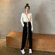 오비엘 빅사이즈 여성의류 가을 하이웨스트 드롭 드레이프 광활 다리 뭉실뭉실 여자 코디 뚱뚱함 이쁜이 사타구니 허벅지 굵은