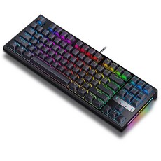 KEYXGSUL R87 RGB 핫스왑 풀윤활 게이밍 기계식 키보드 황축, 은축, 흑색RGB
