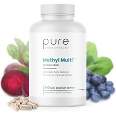 Methyl Multi without Iron - 240 Vegan Capsules - Vitamins & Minerals + Methyl B12 & MethylFolate as, 240 Count (Pack of 1)