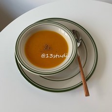 턱스톤 그린베이 빈티지 그릇 국그릇 요거트볼 시리얼볼, 그린라인아침그릇지름16.5cm