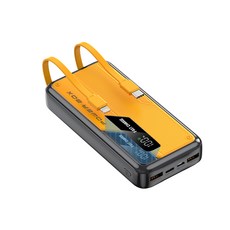 PD23W 대용량 충전케이블 2개 내정된 LCD 전량 표시 고속충전 보조배터리 20000mAh, 노란색