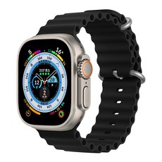 밴드톡 애플워치 호환 워터 실리콘 오션 밴드 스트랩 울트라 2 49mm 45mm 44mm 42mm 41mm 40mm 38mm 9 8 7 6 5 3 SE2 10 46mm, 블랙