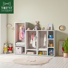 더좋은가구 실용적인 수납공간 오픈형 옷장 풀세트, 연그레이화이트