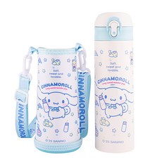 다나에 산리오 공식 라이센스 원터치 스텐텀블러 + 물병 가방, 1개, 480ml, 블루 1개, 480ml, 블루