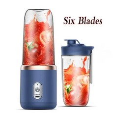 과일착즙기 쥬스기 쥬서기 휴대용 전기 과일 주스 블렌더 USB 충전 레몬 오렌지 컵 스무디 기계 300ml, 01 Blue with 2 Cups