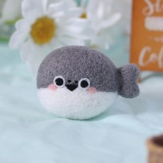 여성 없음 DIY 바라 어린이 초보자 공예 바늘 완제품 도매 수제 키트 펠트 인형 포크 카피 2024 호그 양모 동물, 1개, Fish A