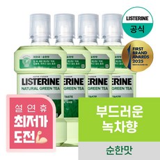 리스테린 내추럴 그린티 마일드 구강청결제, 750ml, 4개