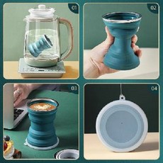 스토조 접이식 실리콘 압축 휴대용 텀블러, 화이트, 1개