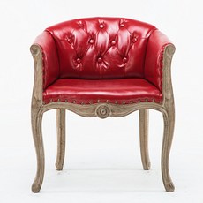 프렌치 의자 엔틱 원목 고급 프로방스 홈카페 암 체어, 레드