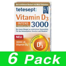 테테셉트 비타민D3 3000 Tetesept Vitamin D3 Intens Mini Tabletten 40정 6개