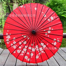 레트로 골동품 오일 종이 우산 일본식 중국 전통 수공예 우산 일본 레스토랑 전골 레스토랑 장식 우산, 84Cm 붉은 꽃, 1개