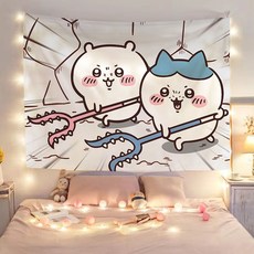 애니메이션 먼작귀 캐릭터 패브릭포스터 치이카와 하치와레 모몽가 랏코 우사기 쿠리만쥬 일러스트 귀여운 인테리어 행잉 태프스트리 카툰 굿즈 벽가리개 방꾸미기 배경 소/중/대형