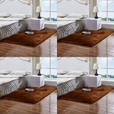 TWKL 직사각형 장모 러그 브라운