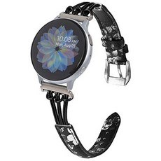 갤럭시워치3 45mm 스트랩 시계줄 S345 여성 가죽 밴드 TOYOUTHS Leather Bands Compatible with Samsung G, One Color, One Color_BlackWhite Floral
