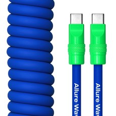 얼루어웨이브 실리콘 스프링 초고속 충전 240w 케이블 C to C, 1개, 블루, 60cm