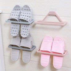 PKFARM 실내 부착식 실내화거치대 욕실화 슬리퍼걸이 정리대, 핑크, 1개