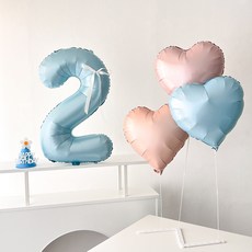 하피블리 대형 숫자 풍선 마카롱 하트 스탠드 데이지 꼬깔 생일 파티 용품 세트, 숫자2세트, 1개