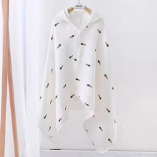 블랙체리 아동용 4겹순면 거즈 후드 비치가운, 당근, 1개 - 이미지 2