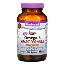 Bluebonnet 블루보넷 Omega-3 오메가 3 하트 포뮬라 120정, 1개, 120개