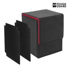 TG 가죽 덱케이스 100+ 터프가드 TOUGH GUARD 유희왕 포켓몬 디지몬 카드 보관 케이스 / 덱 세퍼레이터 증정, 블랙&레드, 1개