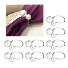 냅킨 링스 진주 냅킨 버클 펄 실버 골드 웨딩 크리스마스 생신 냅킨 링은 Pearl Napkin Rings Serviette Buckle Gold Silver, 실버 -8 PCS, 8개
