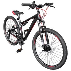 지멘스 크로비스 27.5인치 26인치 24인치 21단 더블 락샥 앞뒤쇼바 DX MTB 자전거 학생용 출퇴근 자전거, 26인치_블랙/레드(미조립박스), 1개