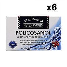 뉴질랜드 PJPOL60 피터앤존 폴리코사놀 33.4mg 60정 x6 저밀도콜레스테롤 LDL HDL콜레스테롤, 6개