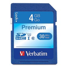 Verbatim 96171 4GB 프리미엄 SDHC 메모리 카드 UHSI U1 클래스 10 블루 3584941318, 1 Count (Pack of 1), 1개