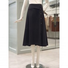 ZOOC 플레어 버튼 울 스커트 Z224MSD038