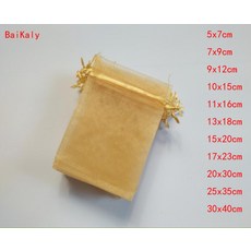 선물상자 100 개몫 작은 큰 골드 가방 사탕 11 크기 웨딩 파티 부탁 파우치 장식 포장, 17x23cm