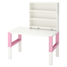 이케아 PAHL 폴 책상+선반유닛 화이트 핑크 96x58 cm 392.451.91