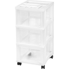 IRIS USA 2팩 3서랍 플라스틱 정리함 및 보관 블랙, White_3 Drawer | Organizer - 아이리스수납함