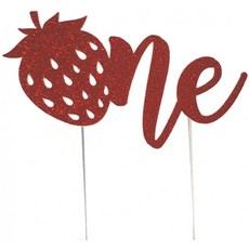 CMS Design Studio 수제 1st Birthday Cake Topper-Strawberry One-Double Sided Glitter Stock, 단일상품