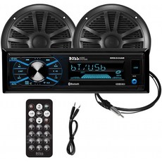 BOSS 오디오 시스템 MCBK634B.6 내후성 해양 수신기 스피커 패키지 - MR634UAB 수신기 USB AM/FM 라디오 CD 플레이어 없음, 단일옵션