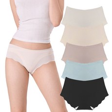 여성용 제로라인 무봉제 퓨징 누디 미디팬티 5종