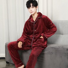신스엔스 남성 극세사 겨울 따뜻한 파자마 잠옷 세트