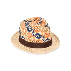 라 피오렌티나 직조 밀짚 페도라 모자 ORANGE 120677