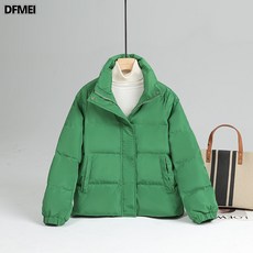 DFMEI 숏 패딩 하이넥 컬러 루즈핏 도톰 화이트 오리털 패딩