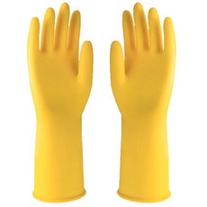 라텍스 고무 장갑 가정 작업 주방 설거지 산 알칼리 내성 두꺼운 장갑, YELLOW, 1개
