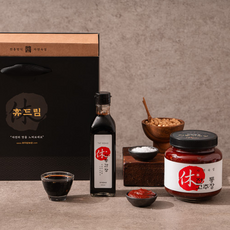 자연숙성 재래식 집 간장 고추장 된장 추석 명절 설 구정 선물세트 행복세트(소) 고추장 1kg+명품간장 300ml, 1개