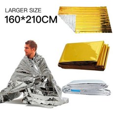 휴대용 긴급 비상 조난 보온담요 야외 응급 생존 Mylar PET 구조 포일 밀리터리 바디 워머 캠핑 하이킹 160 × 210cm, 1개