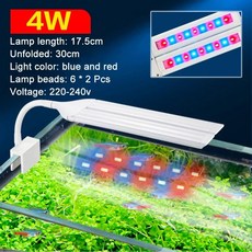 슈퍼 브라이트 클립 램프 LED 수족관 조명 수생 식물 성장 어항 풀 스펙트럼 타이밍 220-240V 30 ~ 70cm 4W, 03 4w blue red, 01 CHINA