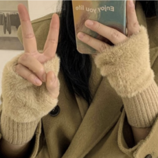 [당일발송/무료배송] 여성용 겨울 방한 데일리 무지 밍크털 핸드워머 팔토시 장갑 4color